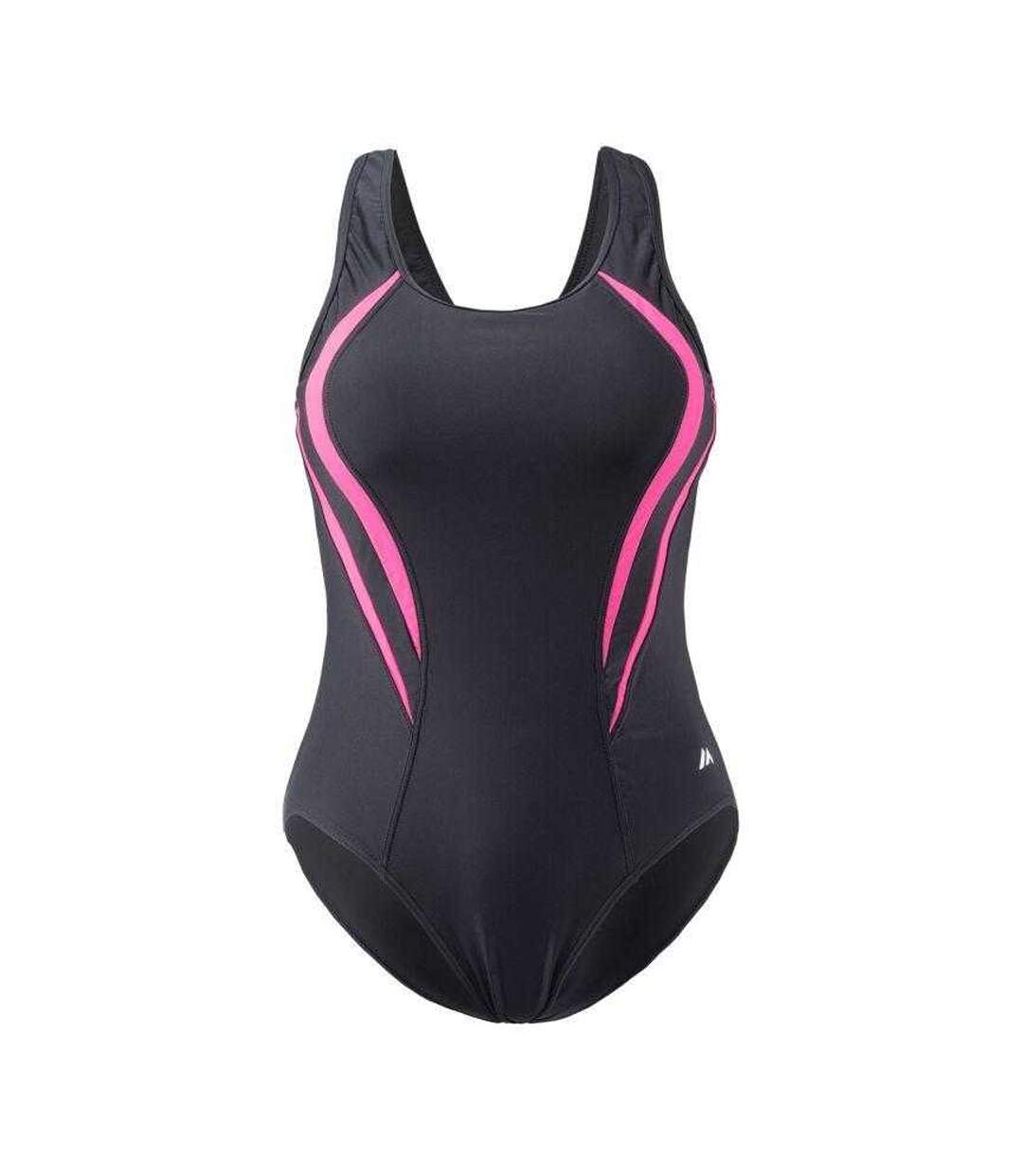 Maillot De Bain 1 Pièce Motif/style À Rayures Poliana Femme Noir Rose Martes-1