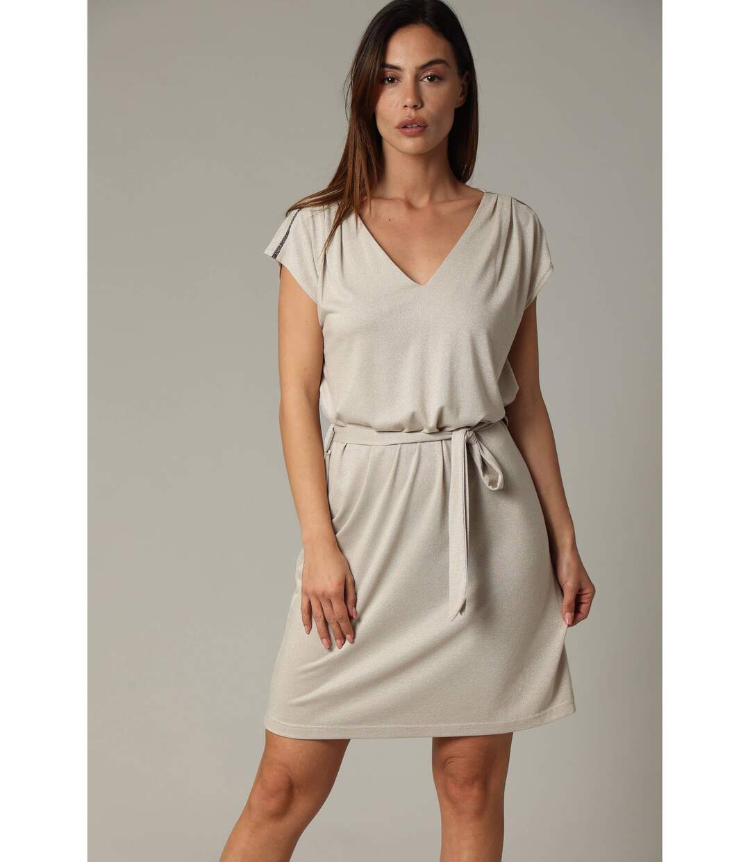 Robe en jersey lurex avec ceinture intégrée AHELYA-2