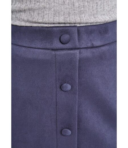 Jupe droite courte tissu suédé effet boutonné