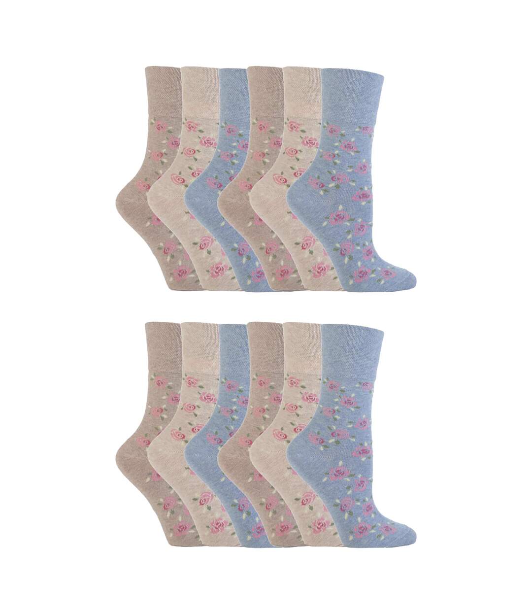12 Pairs Ladies Cotton Rich Everyday Socks Gentle Grip Soft Top Comfort Socks-1