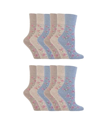 12 Pairs Ladies Cotton Rich Everyday Socks Gentle Grip Soft Top Comfort Socks