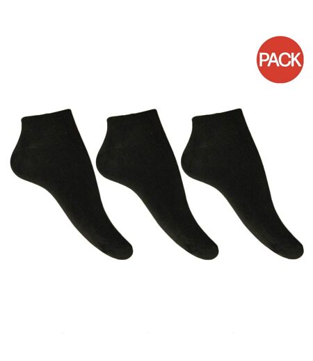 Pack of 3  Womens/ladies bamboo trainer socks  black Simply Essentials