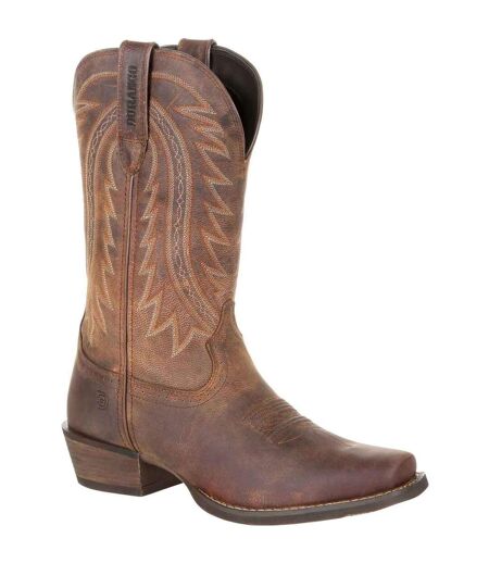 Mens Rebel Frontier Full Grain Leather Cowboy Boots Distressed Sunset Brown Durango