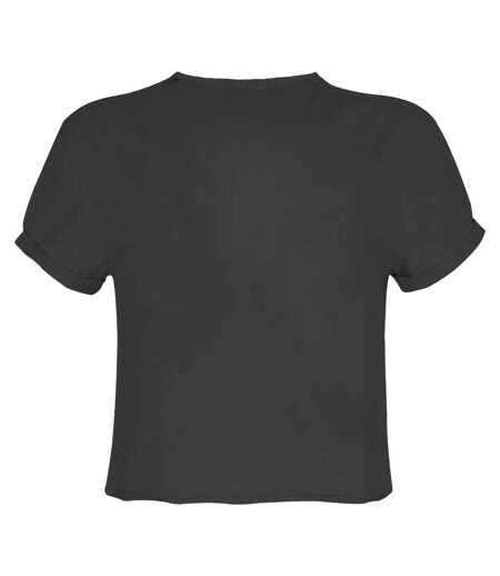 Womens/ladies Trooper Iron Maiden Crop Top Charcoal Amplified