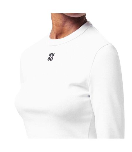 Womens/ladies Dafilomena Slim Crop Top White Hugo