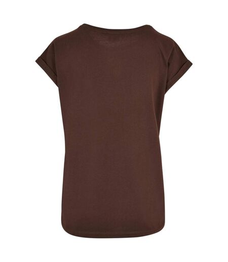 Womens/ladies Organic Cotton Extended Shoulder T-shirt Brown Urban Classics