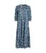 Womens/ladies lainey all-over print seersucker midi dress aquamarine Weird Fish-1