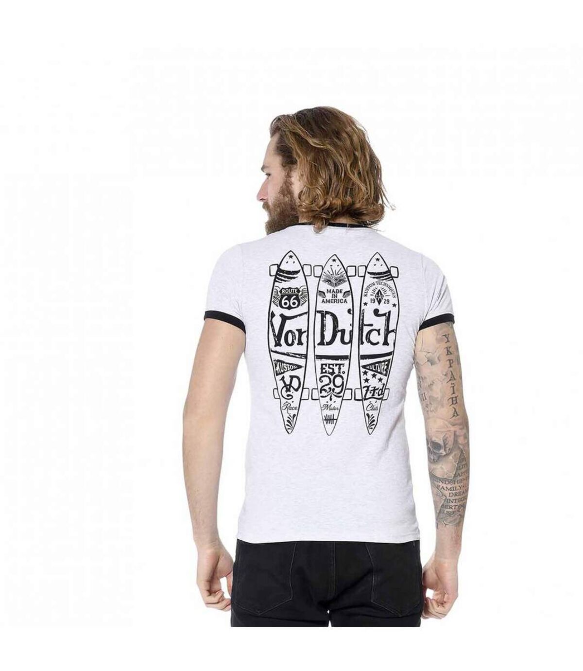 T-shirt Von Dutch homme col rond imprimé dos Play