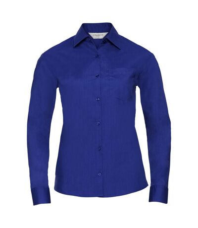 Russell Collection Womens/Ladies Poplin Easy-Care Long-Sleeved Shirt (Bright Royal Blue)