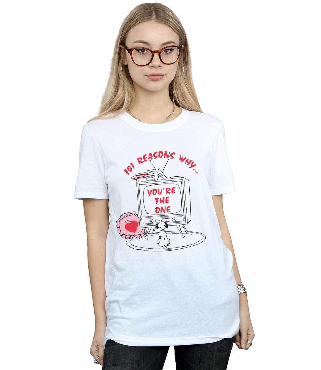 Disney Femme/Ladies 101 Dalmatians TV TV Cotton Boyfriend T-Shirt (Blanc) - UTBI17043-2