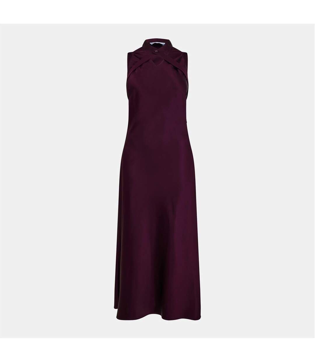 Womens/ladies Cut Out Satin Sleeveless Maxi Dress Burgundy Off White-2