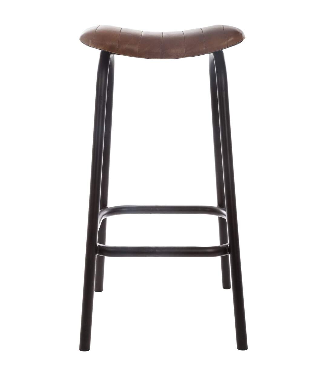 Tabouret de bar en cuir Rétro - H. 75 cm - Marron-2