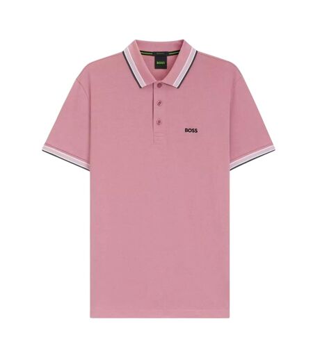 Mens Paddy Contrast Tipped Polo Shirt Pink Boss