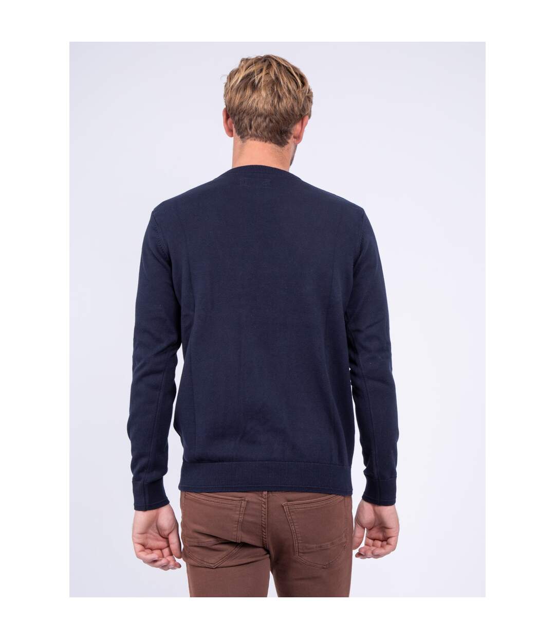 Pull col rond pur coton LION-2