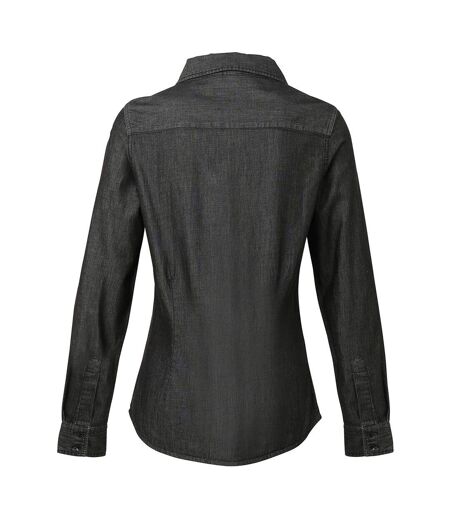 Premier Womens/Ladies Jeans Stitch Long Sleeve Denim Shirt (Black Denim) - UTRW5592