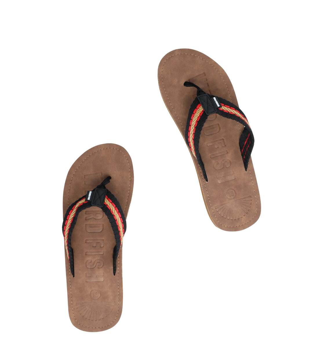 Mens malham faux leather flip flops caramel Weird Fish-3