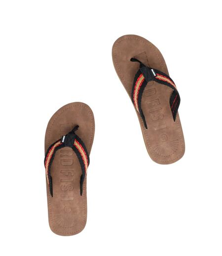 Mens malham faux leather flip flops caramel Weird Fish