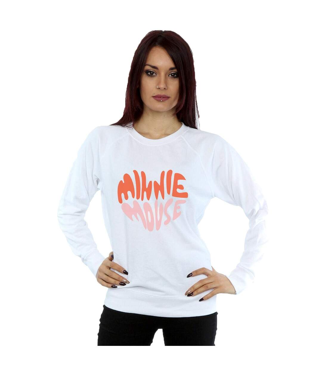 Disney Sweatshirt en forme de coeur Minnie Mouse Femme/Ladies (Blanc) - UTBI27764-2