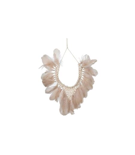 Suspension Murale à Plumes Boho 53cm Rose