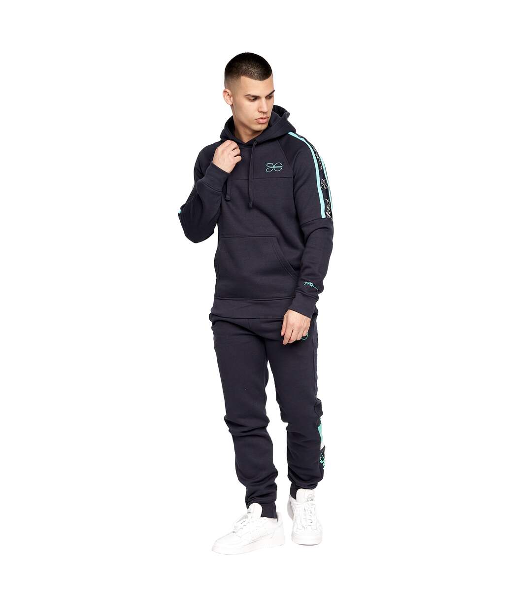 Mens Chillmake Hoodie Navy Crosshatch-1