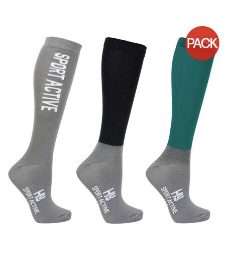 Pack of 3  Womens/ladies active socks  alpine green/pencil point grey/black Hy