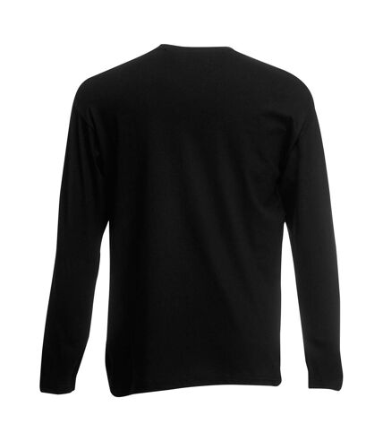 Fruit Of The Loom Mens Valueweight Crew Neck Long Sleeve T-Shirt (Black)