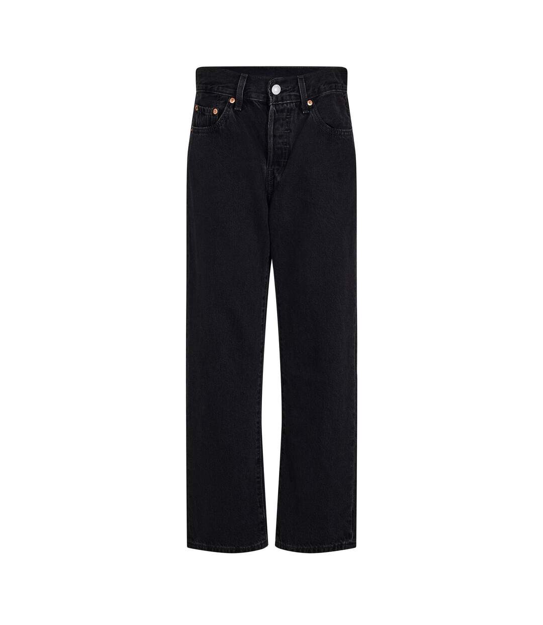 Womens/ladies 501 Straight Leg Ankle Grazer Jeans Lunar Black Levis-1