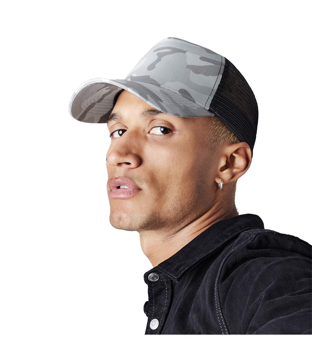 Casquette Trucker Motif/style Camouflage Bleu Clair Beechfield-1