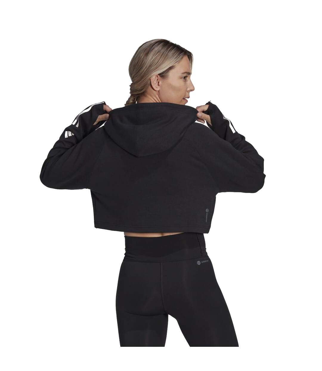 Sweat à capuche train essentials femme noir / blanc Adidas-2
