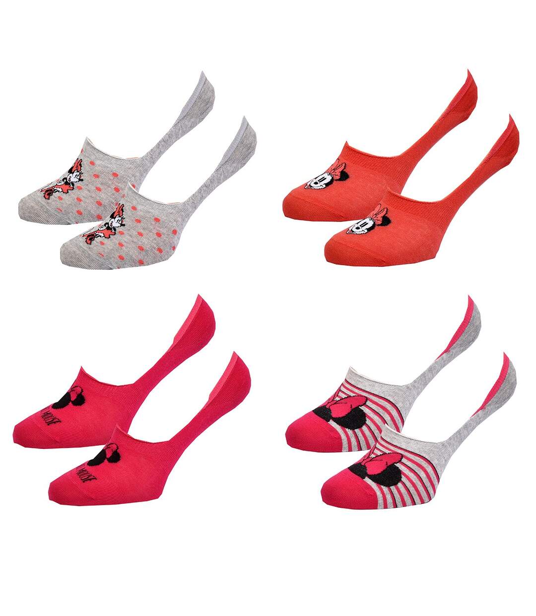 Chaussettes femme LICENCE Fantaisie-Assortiment modèles photos selon arrivages- Pack de 4 Paires FOOTIES MINNIE