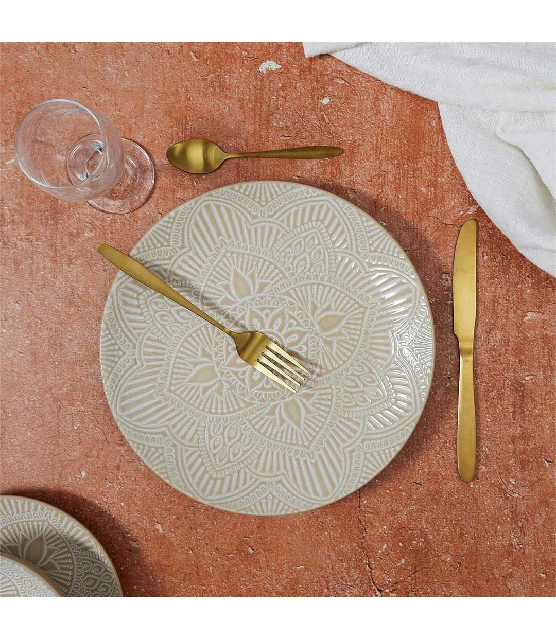 Lot de 6 Assiettes Plates Sahara 27cm Beige-3