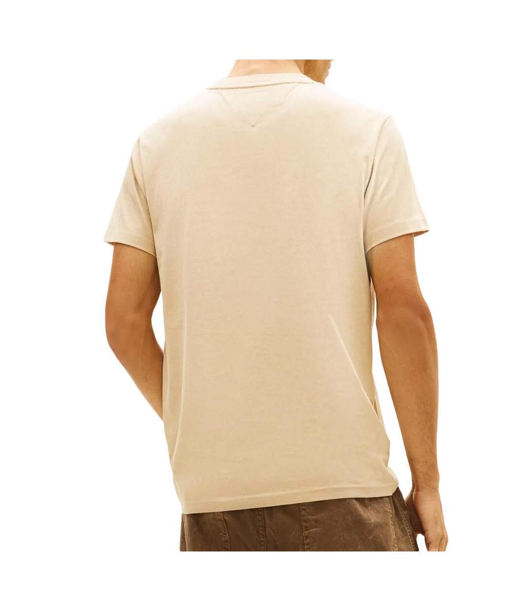 T-Shirt beige homme tommy hilfiger slim-2