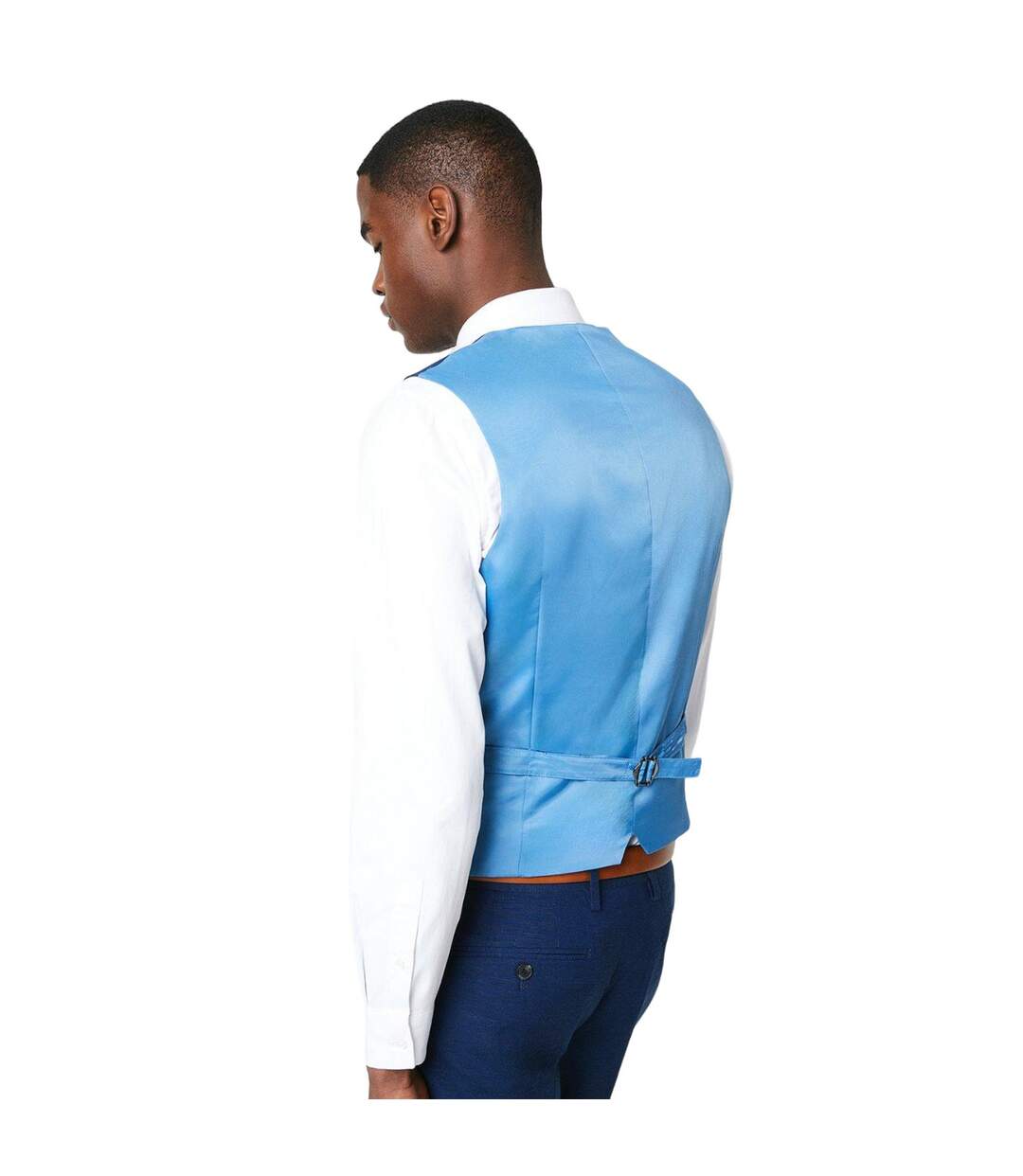 Mens Linen Tailored Wedding Waistcoat Navy Dorothy Perkins-3