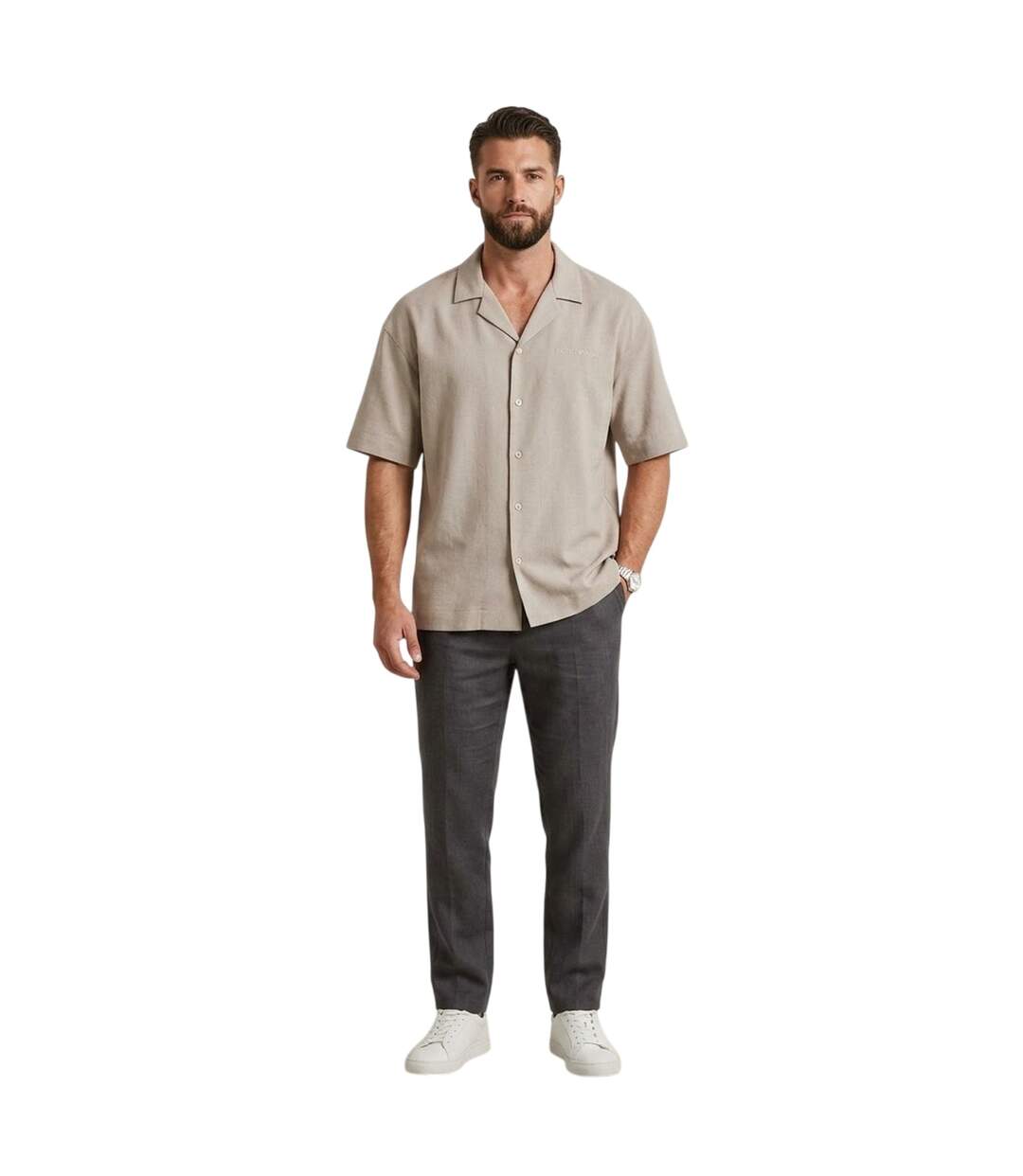 Chemise Plage Homme Taupe Emporio Armani EA7-4