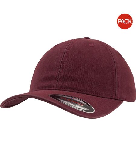 Lot de 2  casquettes baseball adulte bordeaux Flexfit