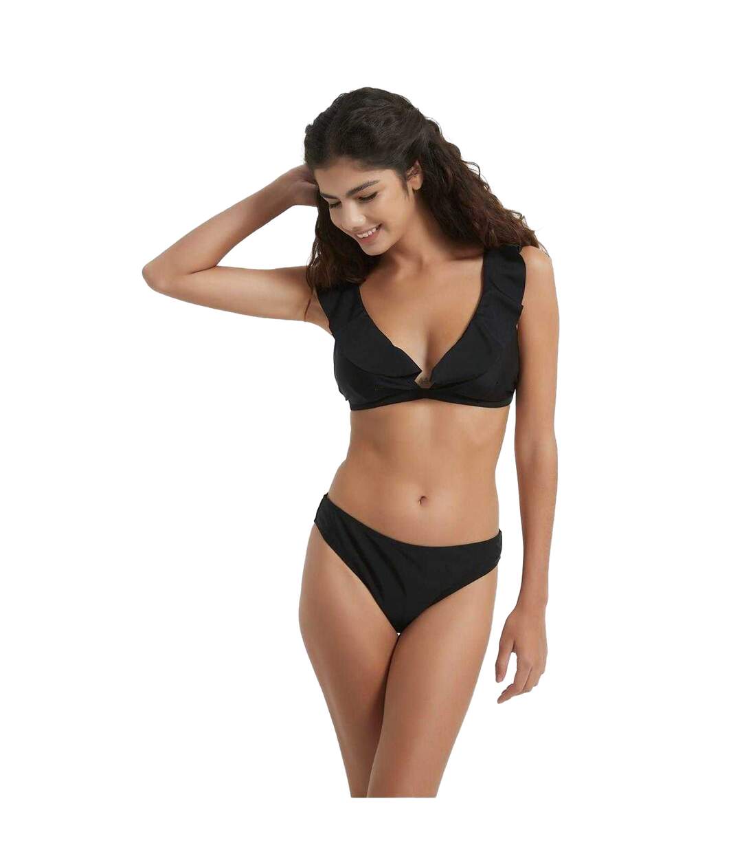 Womens/ladies Frill Bikini Top Black Be You-2