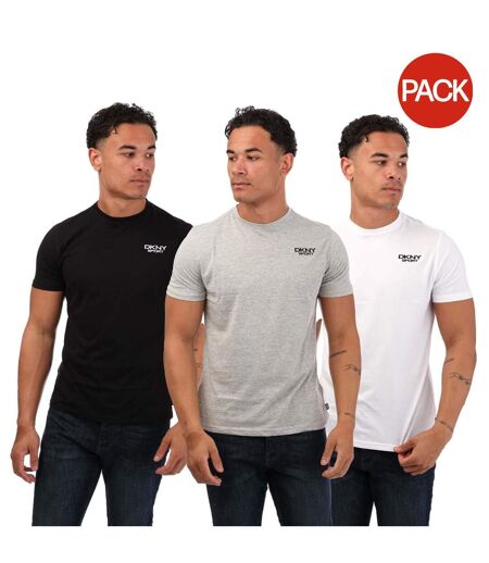 Pack Of 3  Mens Embroidered Logo T-shirt  Black Grey White DKNY