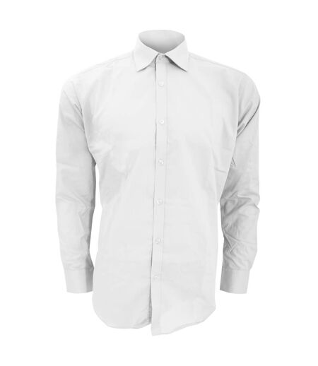 Chemise coupe cintrée à manches longues homme blanc Kustom Kit