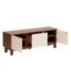 Meuble TV 2 portes et 1 tiroir design en relief JILANI - Marron et beige-3