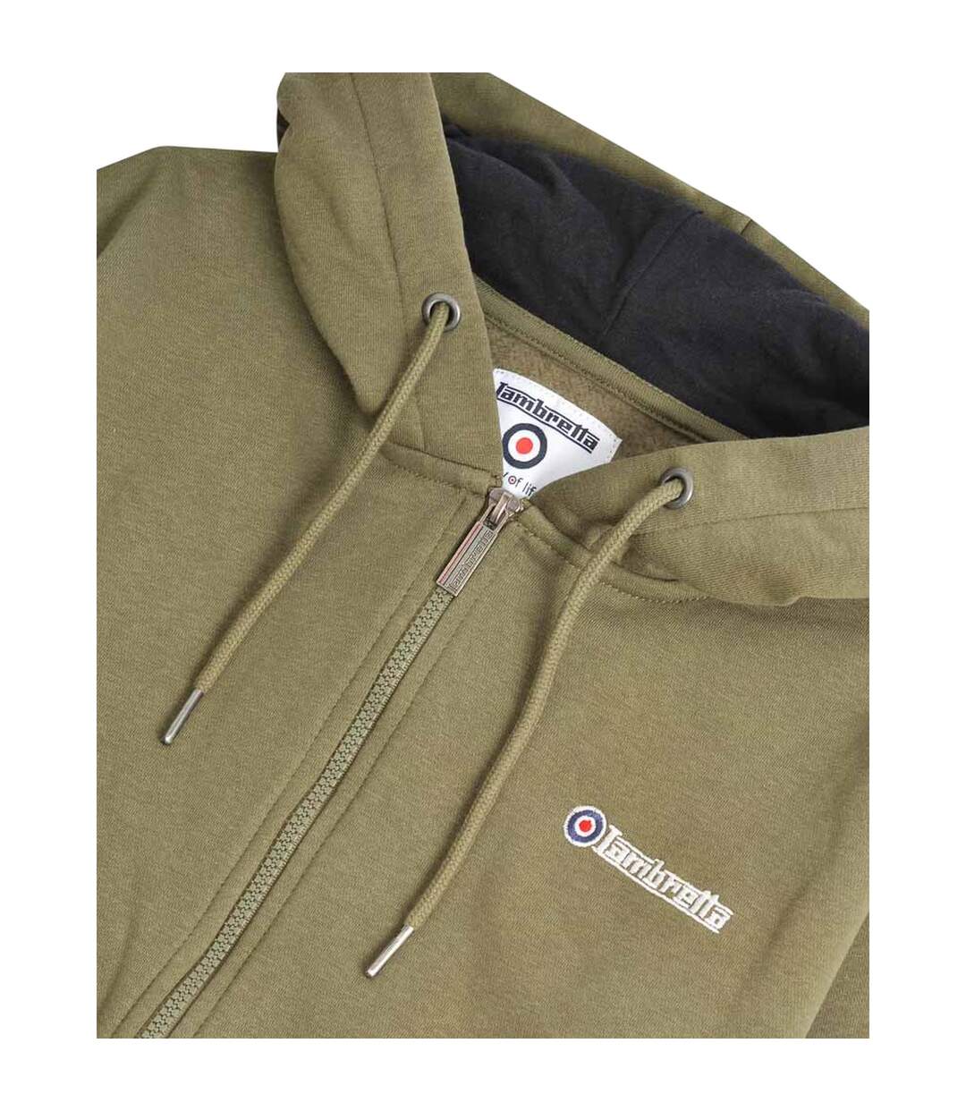 Veste À Capuche Homme Vert Kaki Noir Lambretta-4