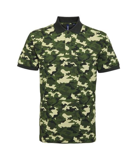 Asquith & Fox Mens Short Sleeve Camo Print Polo Shirt (Camo Green) - UTRW5351