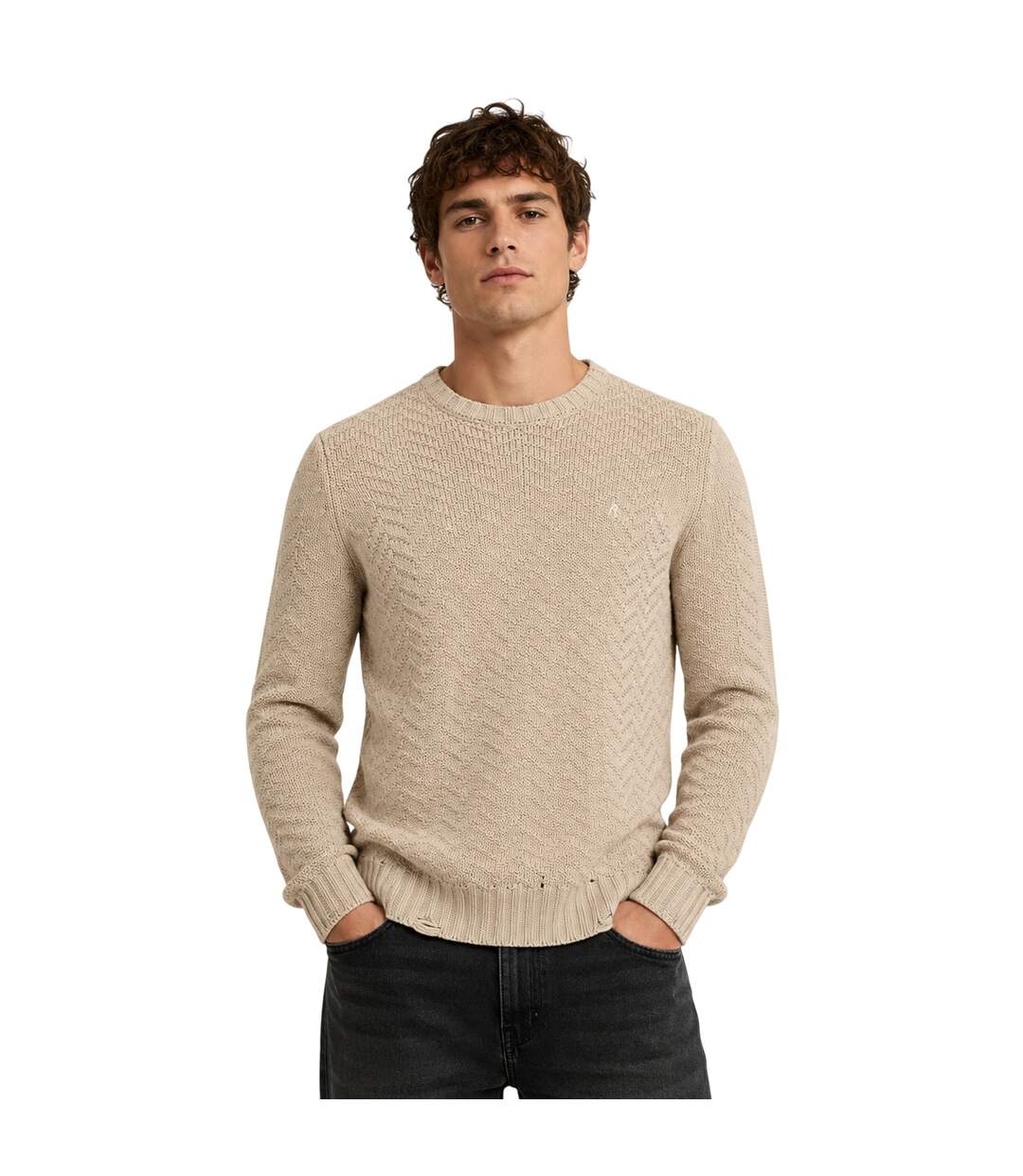 Mens Relaxed Fit Jumper Brown Replay-3