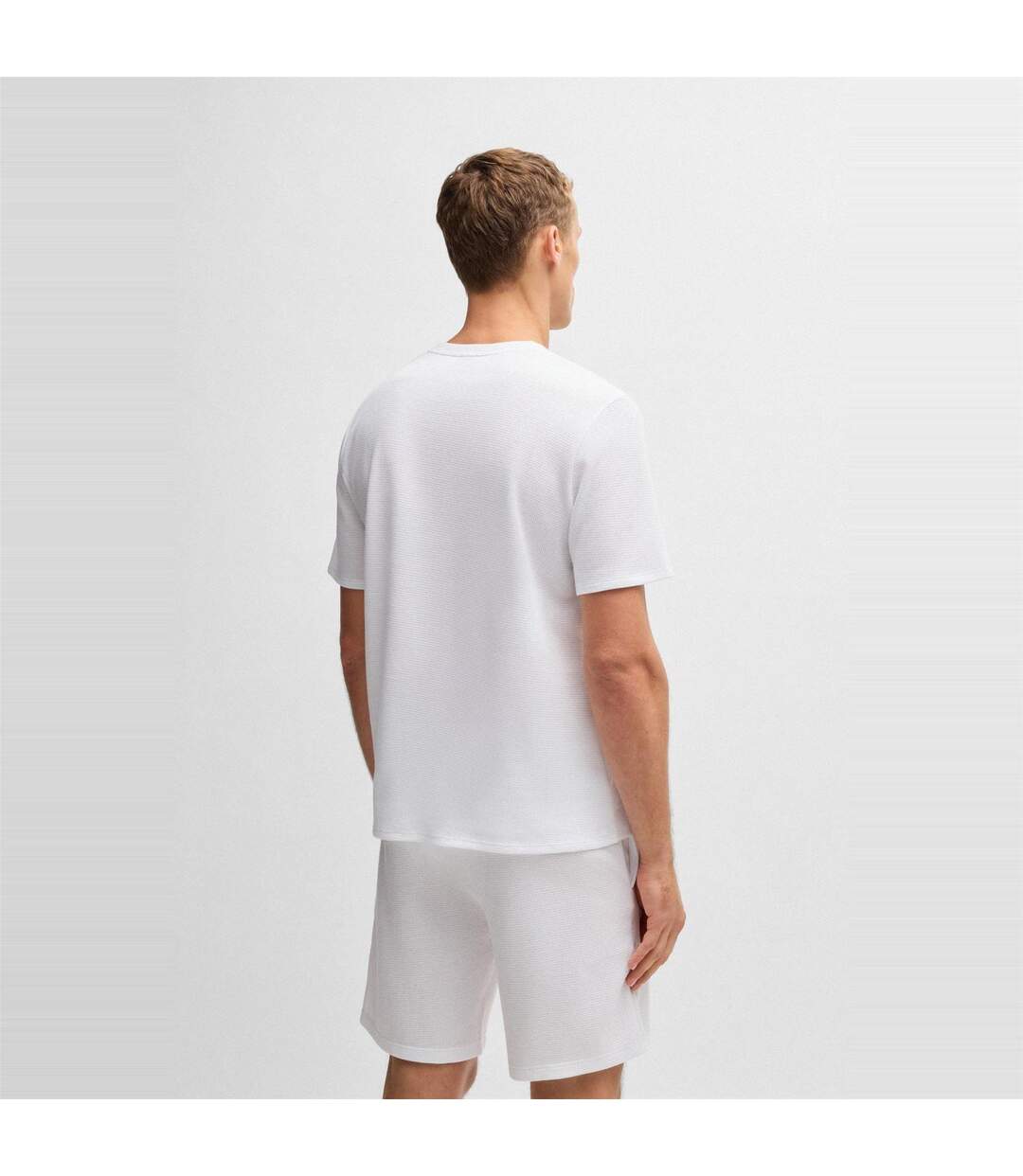 Mens Waffle Knit Pyjama Top White Boss-3