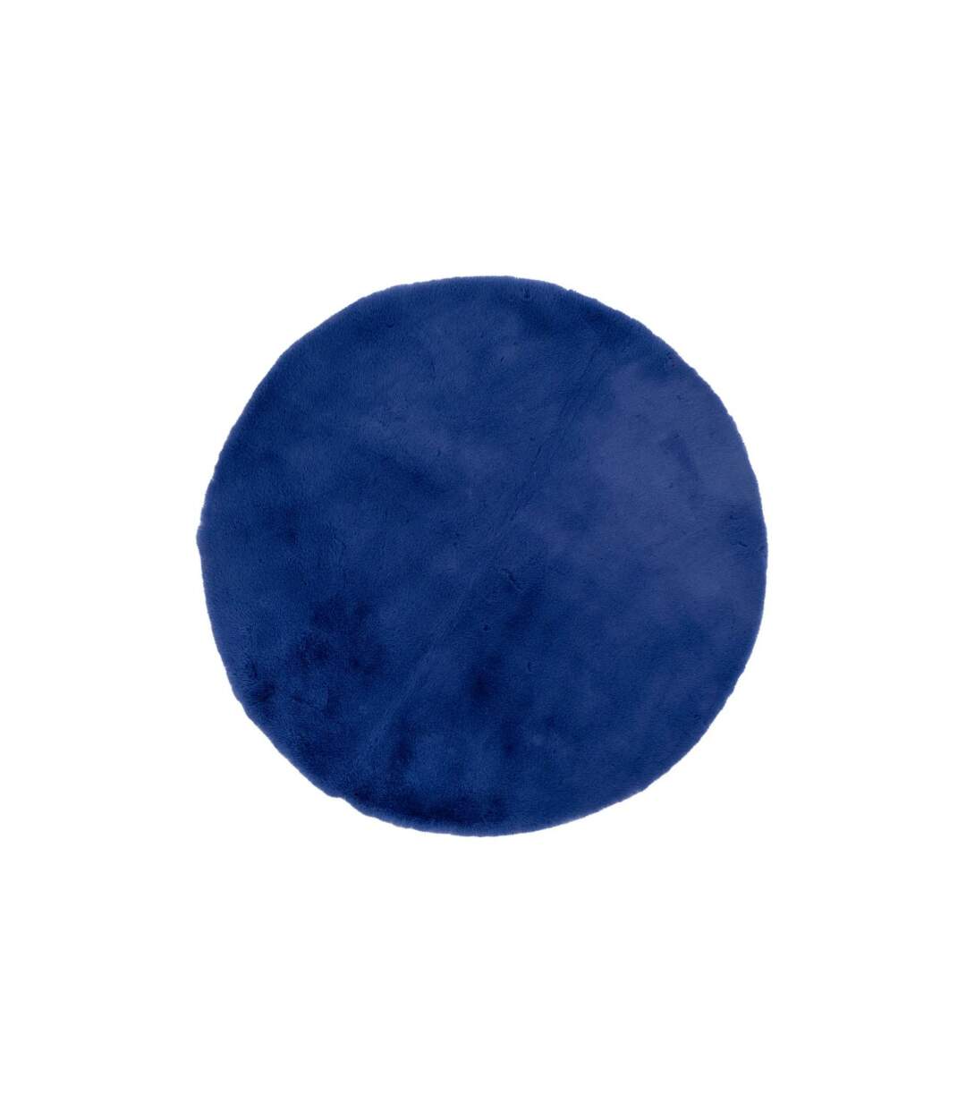 Tapis Rond Imitation Fourrure Doucea 80cm Bleu Indigo-1