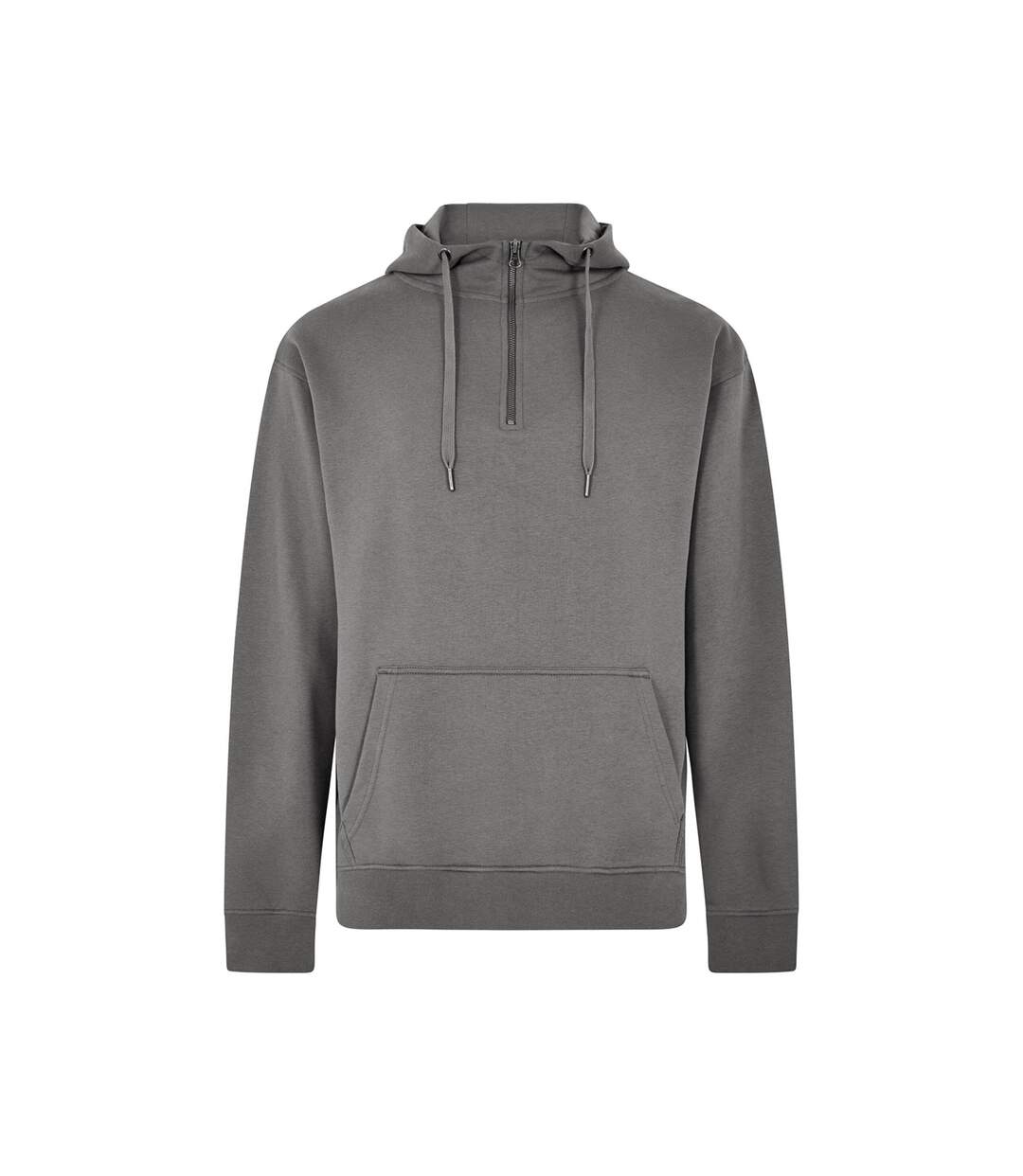 Mens Quarter Zip Regular Hoodie Dark Grey Kustom Kit-1
