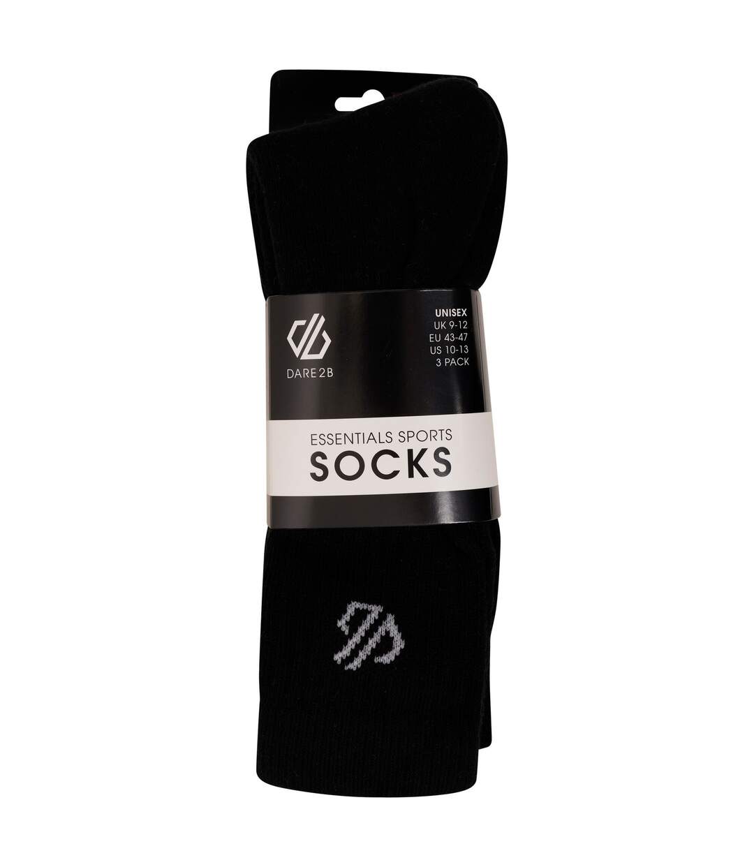 Dare 2B Unisex Adult Essentials Sports Ankle Socks (Pack of 3) (Black) - UTRG5434