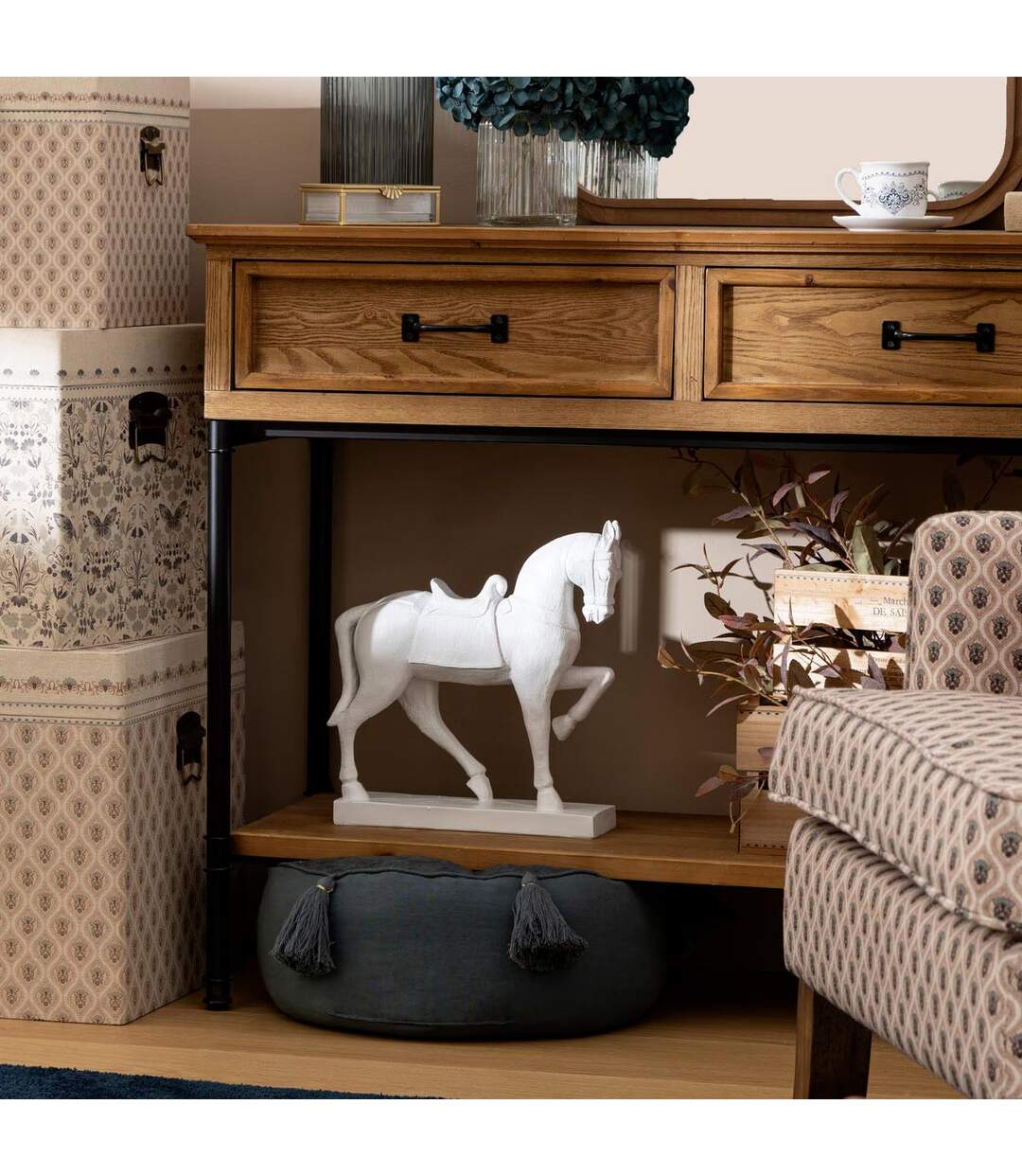 Statuette Déco Cheval Little Cottage 35cm Blanc-4