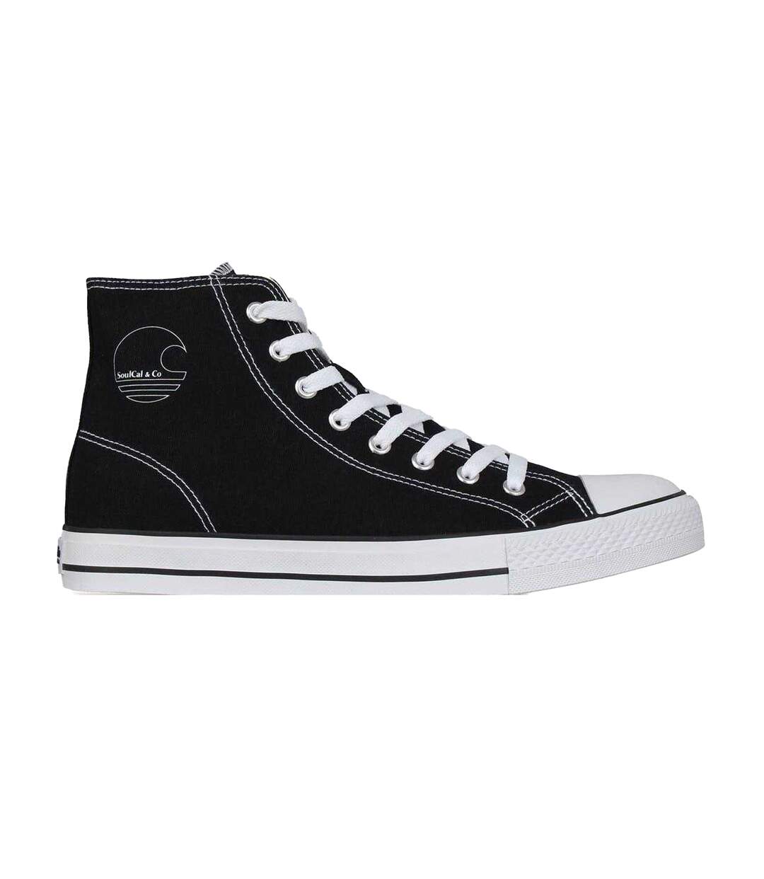 Mens Logo Canvas High Top Trainers Black White SoulCal-1