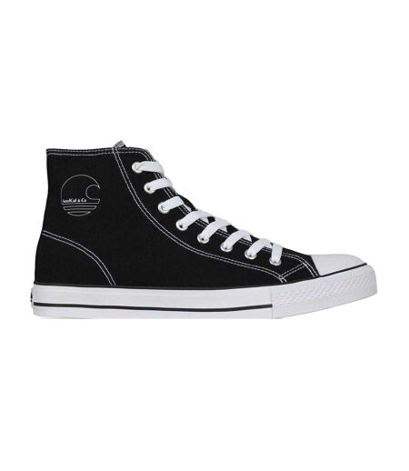 Mens Logo Canvas High Top Trainers Black White SoulCal