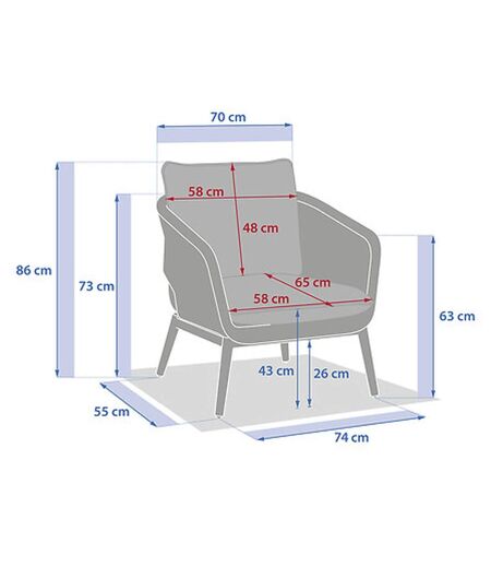 Fauteuil de salon de jardin en acier effet bois et mailles ORISSA